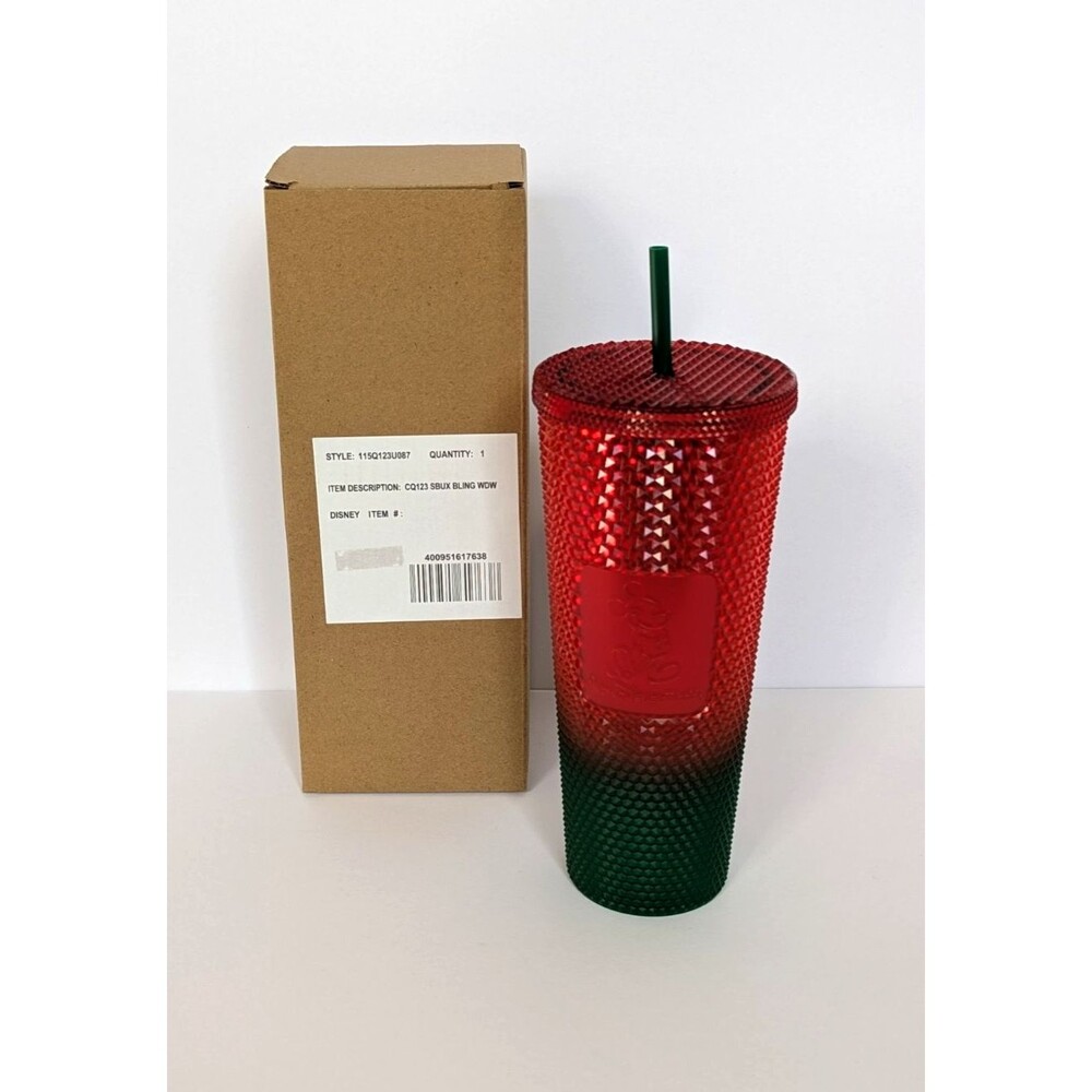 Disney Parks Starbucks Studded Green And Red Christmas Holiday Tumbler New